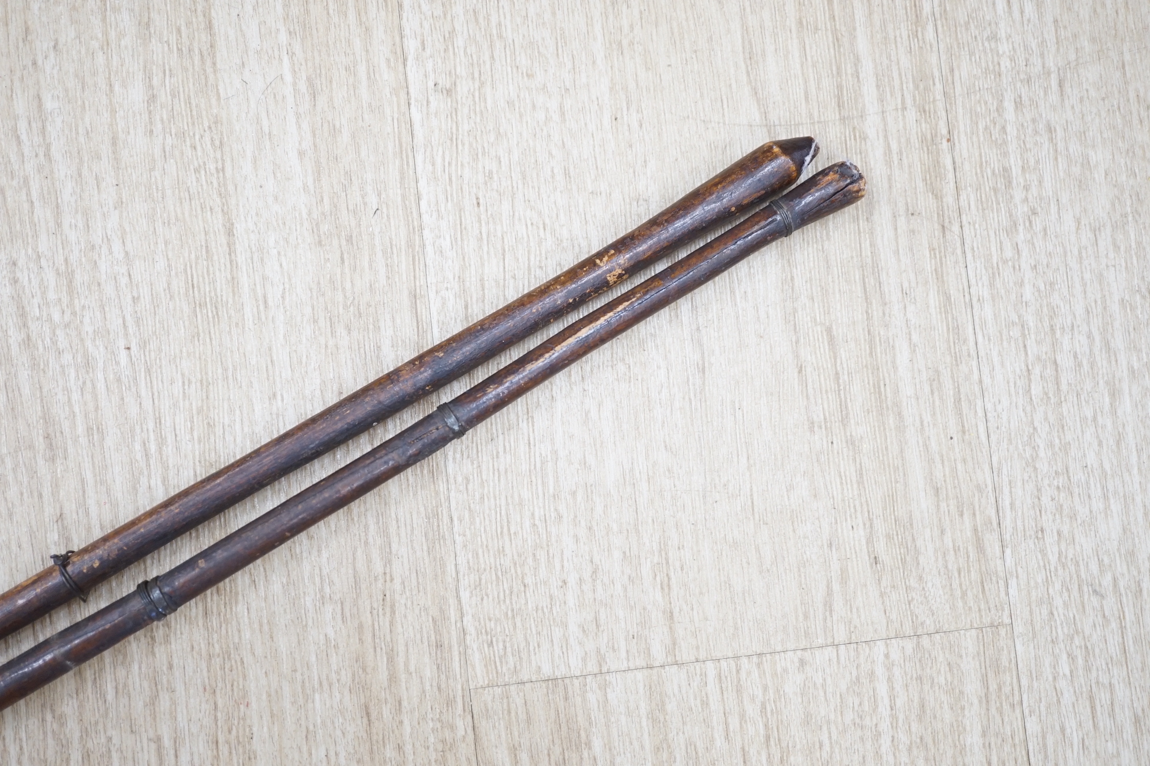 Two African throwing spears, longest spear 132cm